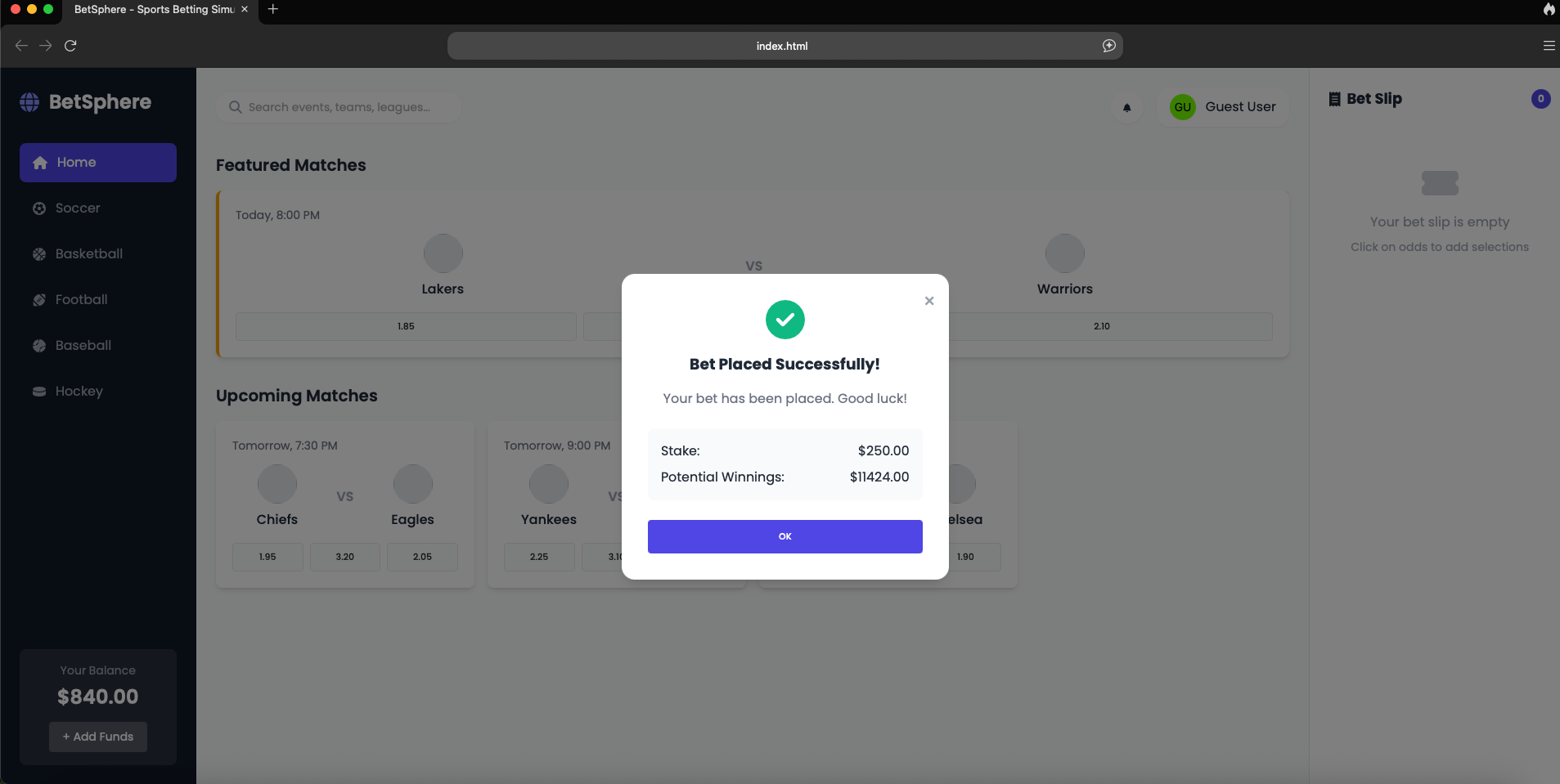 BetSphere Sports Betting App